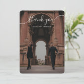 スクリプエレガントトクラシックオーバーレイ結婚 サンキューカード (スタンド正面)