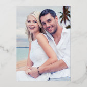 スクリプエレガントトクラシックミニマルの写真結婚の金ゴールド 箔招待状 (裏面)