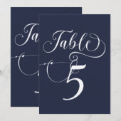 スクリプエレガントトクラシック結婚のテーブル番号 招待状 (正面/裏面)