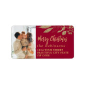 スクリプエレガントトクリスマスレッド差出人住所ラベル ラベル (正面)