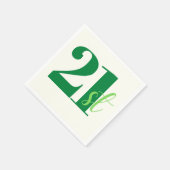 スクリプエレガントトグリーン21歳の誕生日 スタンダードカクテルナプキン (角)