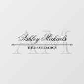 スクリプエレガントトグレー2イニシャルモノグラム名タイトル ウィンドウサイン (シート)