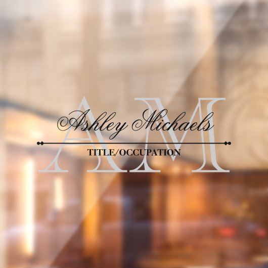 スクリプエレガントトグレー2イニシャルモノグラム名タイトル ウィンドウサイン (シート2)