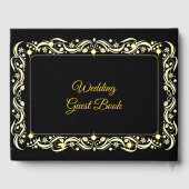 スクリプエレガントトゴールデンラグジュアリーフローラブラック結婚ズ ゲストブック (裏面)