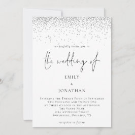 スクリプエレガントトシルバーグリッターグラム結婚ズ 招待状