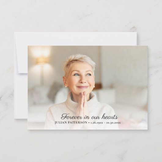 スクリプエレガントトシンプルクロスカスタム葬儀の写真 サンキューカード (裏面)