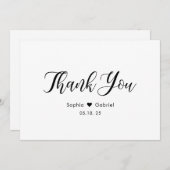 スクリプエレガントトシンプルハート結婚のサンキューカード サンキューカード (正面/裏面)