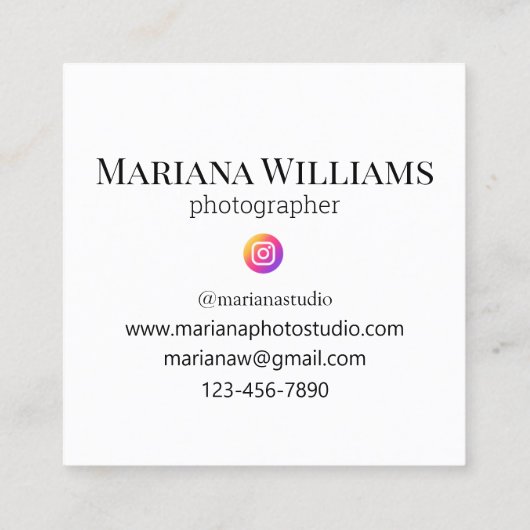 スクリプエレガントトシンプルフォトグラファー スクエア名刺 (裏面)