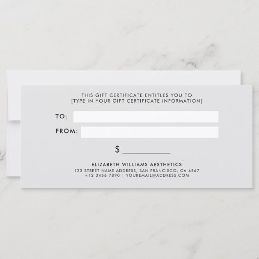 スクリプエレガントトシンプルブラックピンクギフト証明書 (裏面)