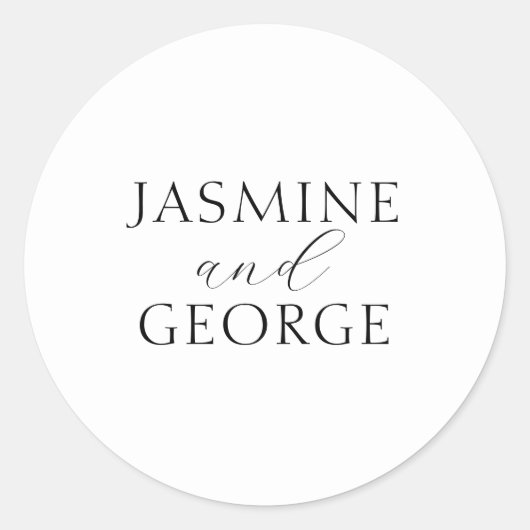 スクリプエレガントトシンプルブラック&ホワイト結婚ズ ラウンドシール (正面)