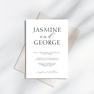 スクリプエレガントトシンプルブラック&ホワイト結婚ズ 招待状