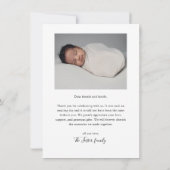 スクリプエレガントトシンプルベビー写真 サンキューカード (裏面)