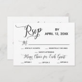 スクリプエレガントトシンプルメニューのオプション結婚式RSVP 出欠カード (正面/裏面)