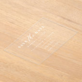 スクリプエレガントトシンプルモダンの結婚式の日付を保存 アクリル招待状 (レイダウン)