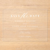 スクリプエレガントトシンプルモダンの結婚式の日付を保存 アクリル招待状 (正面)