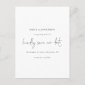 スクリプエレガントトシンプル白黒日付の保存先 インビテーションポストカード (正面)