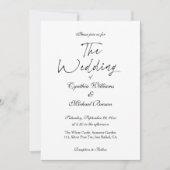 スクリプエレガントトシンプル白黒結婚の 招待状 (正面)