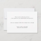 スクリプエレガントトシンプル結婚ブライダルシャワーフラット サンキューカード (裏面)