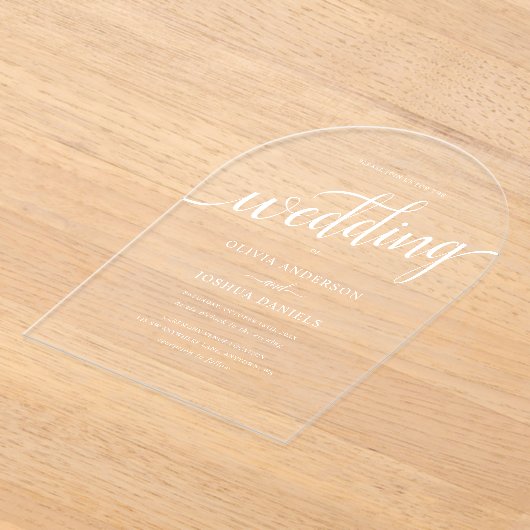 スクリプエレガントトシンプル結婚招待状 アクリル招待状 (レイダウン)