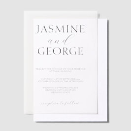 スクリプエレガントトシンプル結婚 ベラム紙招待状