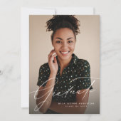 スクリプエレガントトシンプル2枚の写真卒業 招待状 (正面)