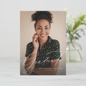 スクリプエレガントトシンプル2枚の写真卒業 招待状 (スタンド正面)