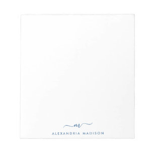 スクリプエレガントトスタイリッシュネイビーモノグラムイニシャル ノートパッド