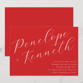 スクリプエレガントトスタイリッシュ・レッド・クリスマ結婚ス 招待状 (正面/裏面)