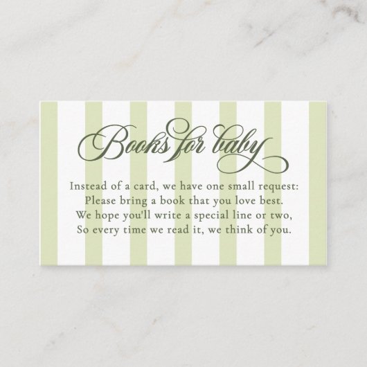 スクリプエレガントトストライプベビーの赤ちゃんシャワー本 エンクロージャーカード (正面)