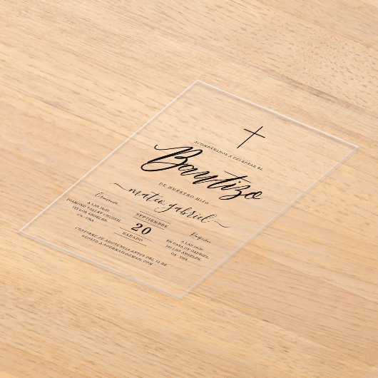 スクリプエレガントトスペインのインバイタシオンデバウティゾ アクリル招待状 (レイダウン)