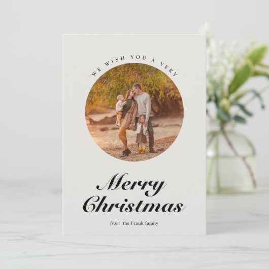 スクリプエレガントトタイポグラフィの円形写真 シーズンカード (スタンド正面)