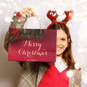 スクリプエレガントトタイポグラフィクリスマス ラージペーパーバッグ