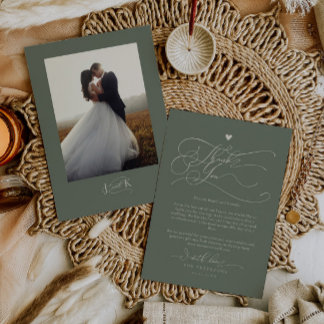 スクリプエレガントトタイポグラフィグ結婚リーン サンキューカード