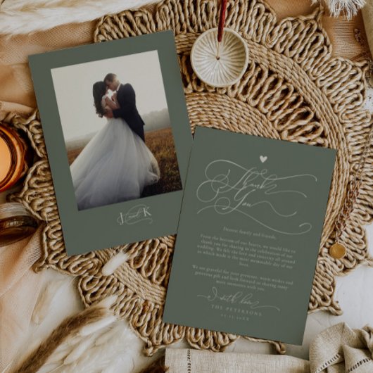 スクリプエレガントトタイポグラフィグ結婚リーン サンキューカード