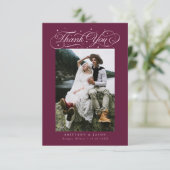 スクリプエレガントトタイポグラフィドット結婚ズクランベリー サンキューカード (スタンド正面)