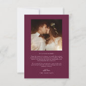 スクリプエレガントトタイポグラフィドット結婚ズクランベリー サンキューカード (裏面)