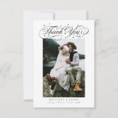 スクリプエレガントトタイポグラフィド結婚ットの写真白 サンキューカード (正面)