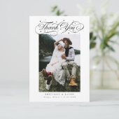 スクリプエレガントトタイポグラフィド結婚ットの写真白 サンキューカード (スタンド正面)