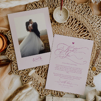 スクリプエレガントトタイポグラフィピ結婚ンク サンキューカード