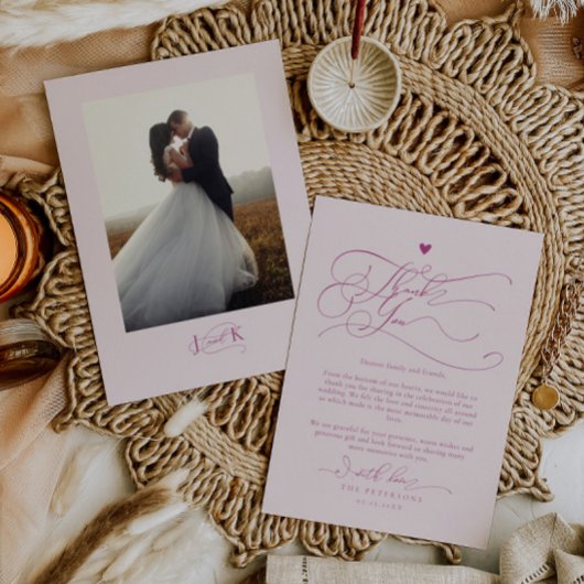 スクリプエレガントトタイポグラフィピ結婚ンク サンキューカード