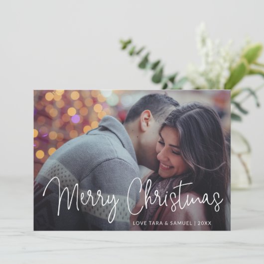 スクリプエレガントトタイポグラフィフォトクリスモダンマス シーズンカード (スタンド正面)