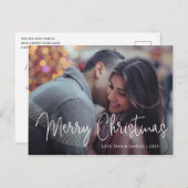 スクリプエレガントトタイポグラフィフォトクリスモダンマス シーズンポストカード (正面/裏面)