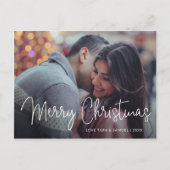 スクリプエレガントトタイポグラフィフォトクリスモダンマス シーズンポストカード (正面)