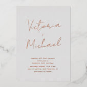 スクリプエレガントトタイポグラフィホイル結婚ズ 箔招待状 (正面)