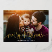 スクリプエレガントトタイポグラフィメリークリスマス 箔シーズンカード (正面)
