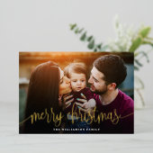 スクリプエレガントトタイポグラフィメリークリスマス 箔シーズンカード (立ち正面)