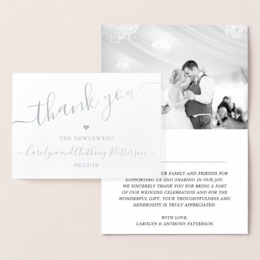 スクリプエレガントトタイポグラフィ写真結婚の感謝 箔カード (ディスプレー)