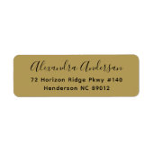 スクリプエレガントトタイポグラフィ金ゴールドブラックリターンアドレス ラベル (正面)