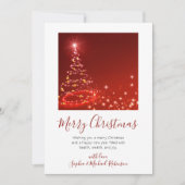 スクリプエレガントトツリー赤い非フォトクリスマス シーズンカード (正面)