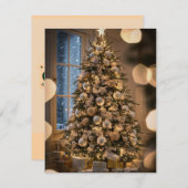 スクリプエレガントトツリー非フォトクリスマスカード シーズンカード (正面/裏面)